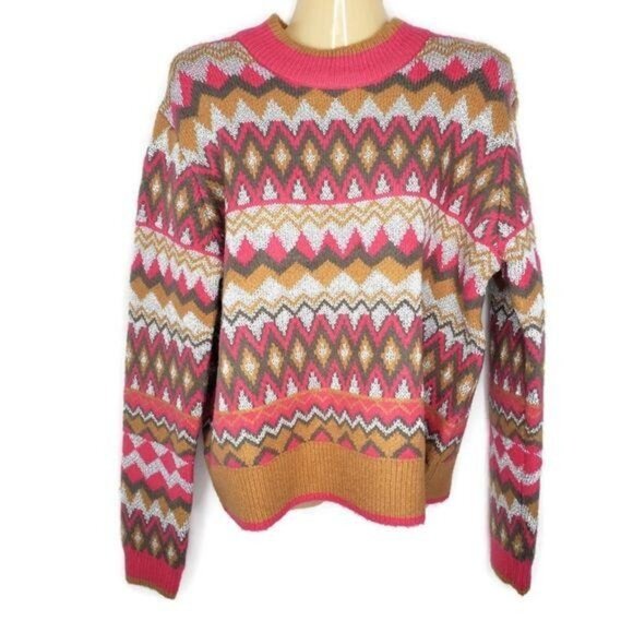 NEW Marc New York Womens Acrylic‎ Blend Sweater Zigzag Pattern Magenta NWT - Picture 1 of 5